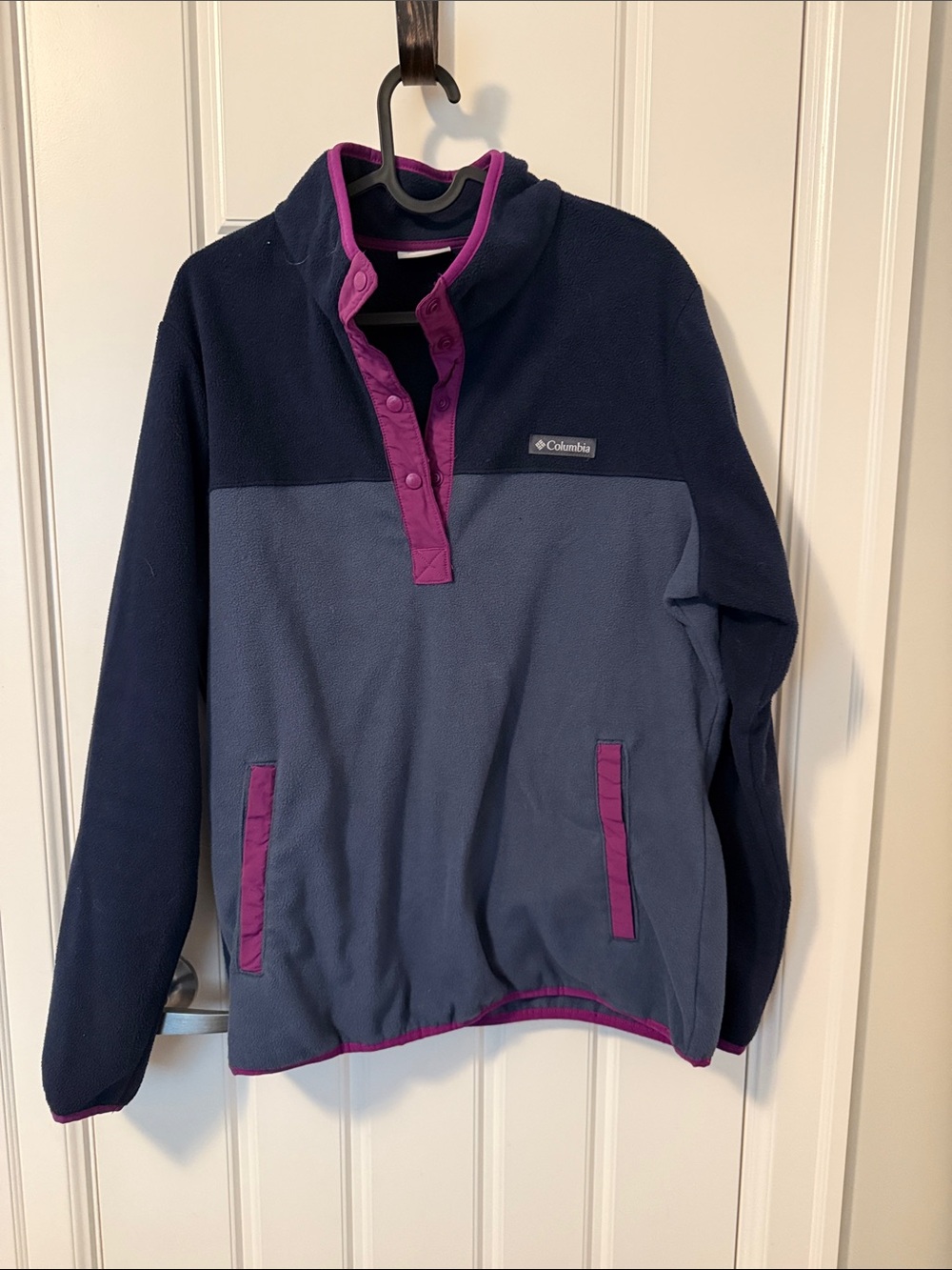 Columbia Navy & Gray Fleece Pullover with Purple Trim